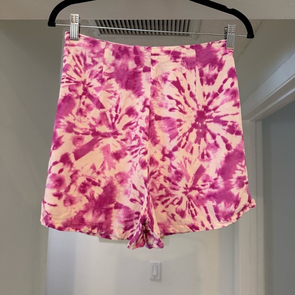 Zara Linen Blend Pink Tie Dye Wrap Skort Sz Small Beachy Boho Festival Hippie - Picture 7 of 9